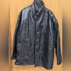 M Collection Leather patchwork Bomber Jacket